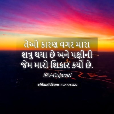 Picture 05 - યર્મિયાનો વિલાપ 3:52 GUJIRV - તેઓ કારણ વગર મારા - Bible Verse Picture