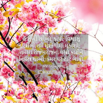 Picture 05 - યશાયા 32:11 GUJIRV - હે સુખી સ્ત્રીઓ, - Bible Verse Picture