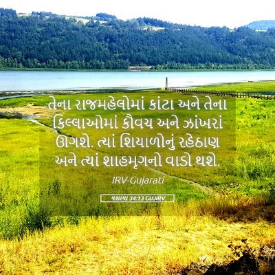 Picture 05 - યશાયા 34:13 GUJIRV - તેના રાજમહેલોમાં - Bible Verse Picture