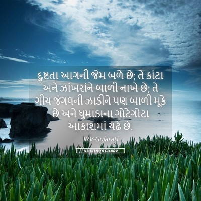 Picture 05 - યશાયા 9:18 GUJIRV - દુષ્ટતા આગની જેમ - Bible Verse Picture