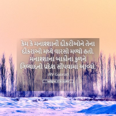 Picture 05 - યહોશુઆ 17:6 GUJIRV - કેમ કે મનાશ્શાની - Bible Verse Picture