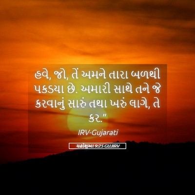 Picture 05 - યહોશુઆ 9:25 GUJIRV - હવે, જો, તેં અમને - Bible Verse Picture
