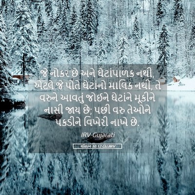 Picture 05 - યોહાન 10:12 GUJIRV - જે નોકર છે અને - Bible Verse Picture