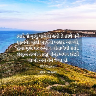 Picture 05 - યોહાન 11:44 GUJIRV - ત્યારે જે મૃત્યુ - Bible Verse Picture
