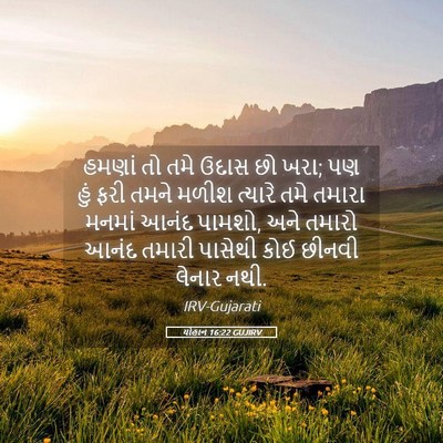 Picture 05 - યોહાન 16:22 GUJIRV - હમણાં તો તમે ઉદાસ - Bible Verse Picture