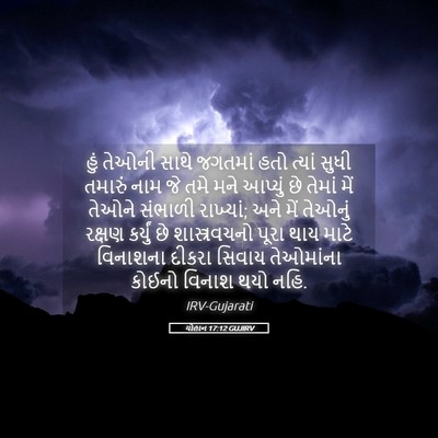 Picture 05 - યોહાન 17:12 GUJIRV - હું તેઓની સાથે - Bible Verse Picture