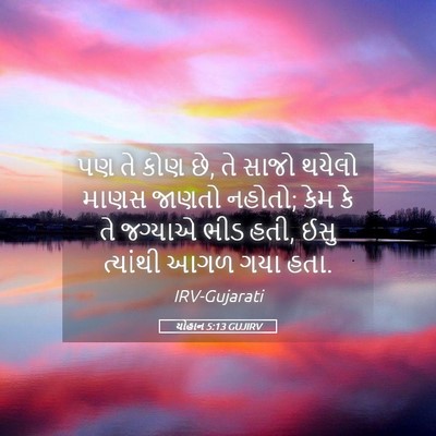 Picture 05 - યોહાન 5:13 GUJIRV - પણ તે કોણ છે, તે - Bible Verse Picture