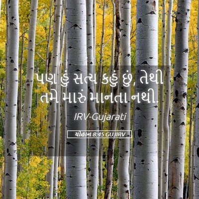 Picture 05 - યોહાન 8:45 GUJIRV - પણ હું સત્ય કહું - Bible Verse Picture