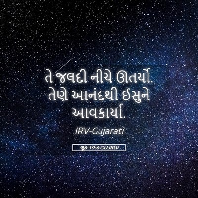 Picture 05 - લૂક 19:6 GUJIRV - તે જલદી નીચે - Bible Verse Picture