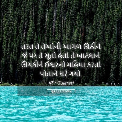 Picture 05 - લૂક 5:25 GUJIRV - તરત તે તેઓની આગળ - Bible Verse Picture
