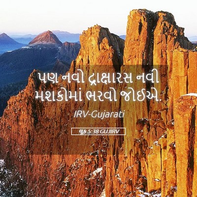 Picture 05 - લૂક 5:38 GUJIRV - પણ નવો દ્રાક્ષારસ - Bible Verse Picture
