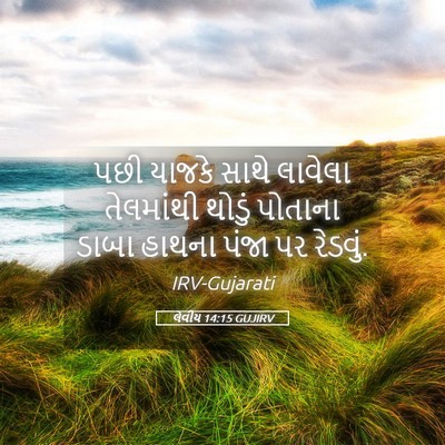 Picture 05 - લેવીય 14:15 GUJIRV - પછી યાજકે સાથે - Bible Verse Picture