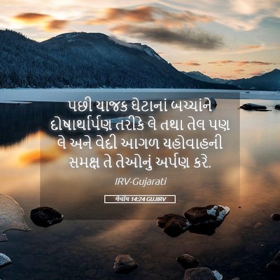 Picture 05 - લેવીય 14:24 GUJIRV - પછી યાજક ઘેટાનાં - Bible Verse Picture