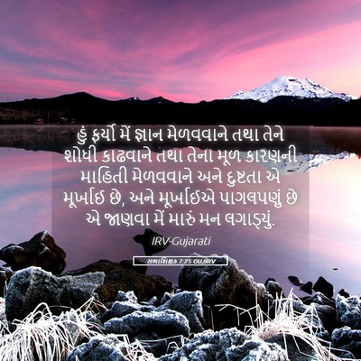 Picture 05 - સભાશિક્ષક 7:25 GUJIRV - હું ફર્યો મેં - Bible Verse Picture
