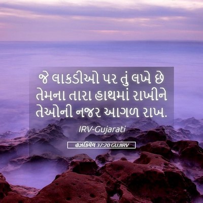 Picture 05 - હઝકિયેલ 37:20 GUJIRV - જે લાકડીઓ પર તું - Bible Verse Picture