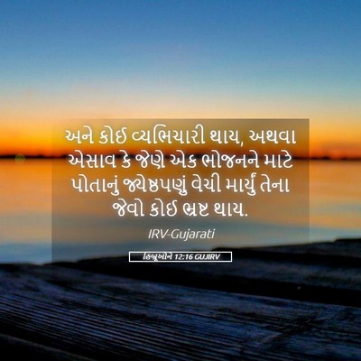 Picture 05 - હિબ્રૂઓને 12:16 GUJIRV - અને કોઈ વ્યભિચારી - Bible Verse Picture