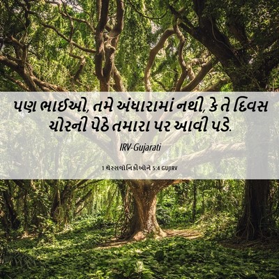 Picture 06 - 1 થેસ્સલોનિકીઓને 5:4 GUJIRV - પણ ભાઈઓ, તમે - Bible Verse Picture