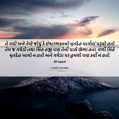 Picture 06 - 1 રાજાઓ 13:28 GUJIRV - તે ગયો અને તેણે - Bible Verse Picture