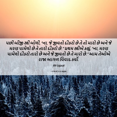 Picture 06 - 1 રાજાઓ 3:22 GUJIRV - પછી બીજી સ્ત્રી - Bible Verse Picture