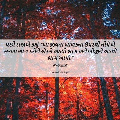 Picture 06 - 1 રાજાઓ 3:25 GUJIRV - પછી રાજાએ કહ્યું, - Bible Verse Picture