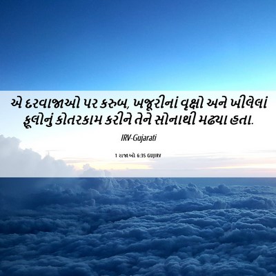 Picture 06 - 1 રાજાઓ 6:35 GUJIRV - એ દરવાજાઓ પર કરુબ, - Bible Verse Picture