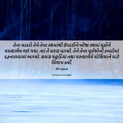 Picture 06 - 2 કાળવૃતાંત 35:24 GUJIRV - તેના ચાકરો તેને - Bible Verse Picture