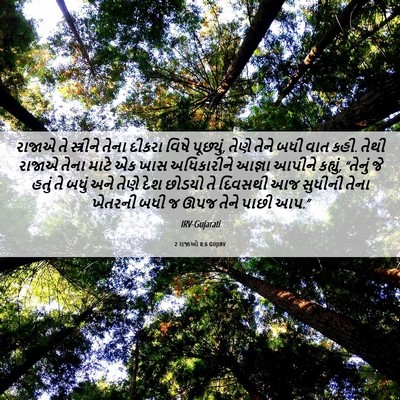 Picture 06 - 2 રાજાઓ 8:6 GUJIRV - રાજાએ તે સ્ત્રીને - Bible Verse Picture
