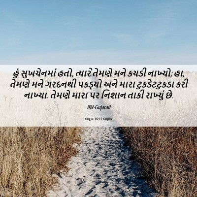 Picture 06 - અયૂબ 16:12 GUJIRV - હું સુખચેનમાં હતો, - Bible Verse Picture