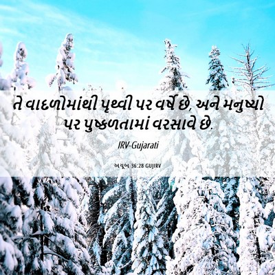 Picture 06 - અયૂબ 36:28 GUJIRV - તે વાદળોમાંથી - Bible Verse Picture