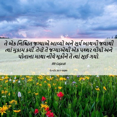 Picture 06 - ઉત્પત્તિ 28:11 GUJIRV - તે એક નિશ્ચિત - Bible Verse Picture