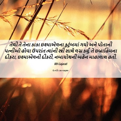 Picture 06 - ઉત્પત્તિ 28:9 GUJIRV - તેથી તે તેના કાકા - Bible Verse Picture
