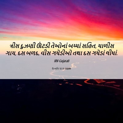 Picture 06 - ઉત્પત્તિ 32:15 GUJIRV - ત્રીસ દુઝણી ઊંટડી - Bible Verse Picture