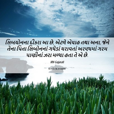 Picture 06 - ઉત્પત્તિ 36:24 GUJIRV - સિબયોનના દીકરા આ - Bible Verse Picture
