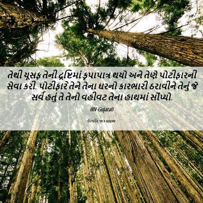 Picture 06 - ઉત્પત્તિ 39:4 GUJIRV - તેથી યૂસફ તેની - Bible Verse Picture
