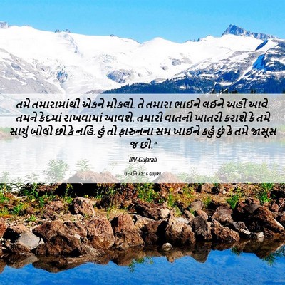 Picture 06 - ઉત્પત્તિ 42:16 GUJIRV - તમે તમારામાંથી - Bible Verse Picture