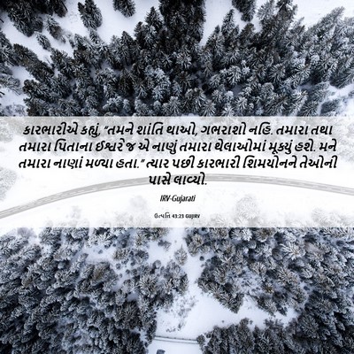 Picture 06 - ઉત્પત્તિ 43:23 GUJIRV - કારભારીએ કહ્યું, - Bible Verse Picture