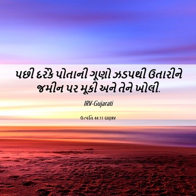 Picture 06 - ઉત્પત્તિ 44:11 GUJIRV - પછી દરેકે પોતાની - Bible Verse Picture