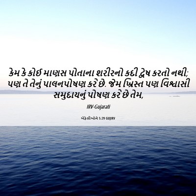 Picture 06 - એફેસીઓને 5:29 GUJIRV - કેમ કે કોઈ માણસ - Bible Verse Picture