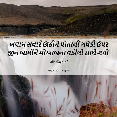 Picture 06 - ગણના 22:21 GUJIRV - બલામ સવારે ઊઠીને - Bible Verse Picture