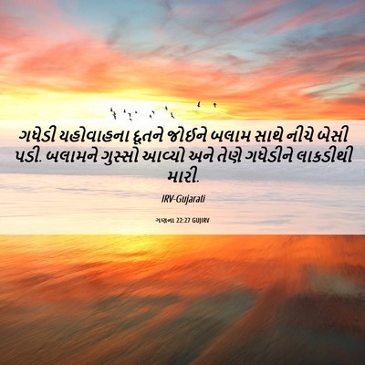 Picture 06 - ગણના 22:27 GUJIRV - ગધેડી યહોવાહના - Bible Verse Picture