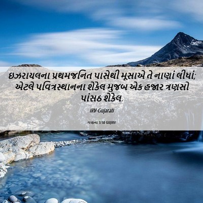 Picture 06 - ગણના 3:50 GUJIRV - ઇઝરાયલના - Bible Verse Picture