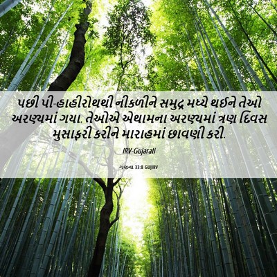 Picture 06 - ગણના 33:8 GUJIRV - પછી પી-હાહીરોથથી - Bible Verse Picture