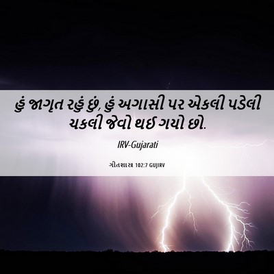 Picture 06 - ગીતશાસ્ત્ર 102:7 GUJIRV - હું જાગૃત રહું છું, - Bible Verse Picture