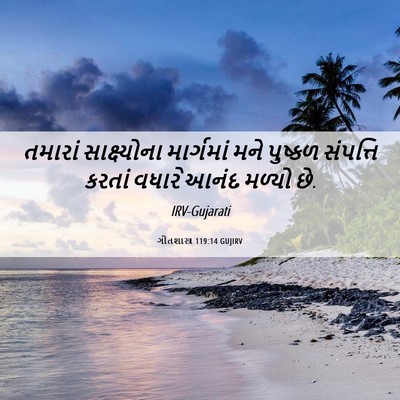 Picture 06 - ગીતશાસ્ત્ર 119:14 GUJIRV - તમારાં સાક્ષ્યોના - Bible Verse Picture