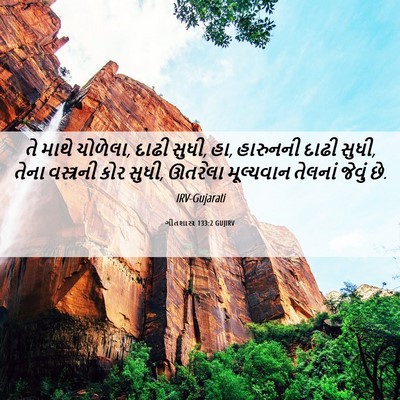 Picture 06 - ગીતશાસ્ત્ર 133:2 GUJIRV - તે માથે ચોળેલા, - Bible Verse Picture
