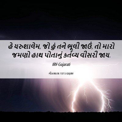 Picture 06 - ગીતશાસ્ત્ર 137:5 GUJIRV - હે યરુશાલેમ, જો હું - Bible Verse Picture