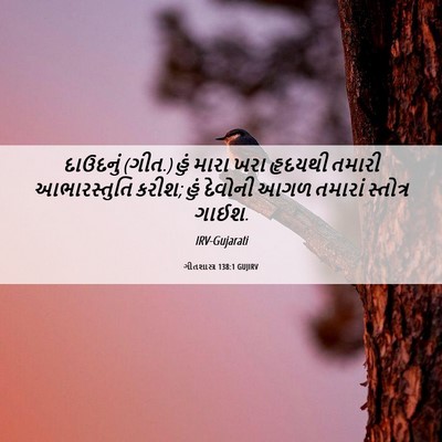Picture 06 - ગીતશાસ્ત્ર 138:1 GUJIRV - દાઉદનું (ગીત.) હું - Bible Verse Picture