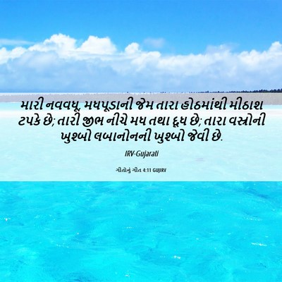 Picture 06 - ગીતોનું ગીત 4:11 GUJIRV - મારી નવવધૂ, - Bible Verse Picture