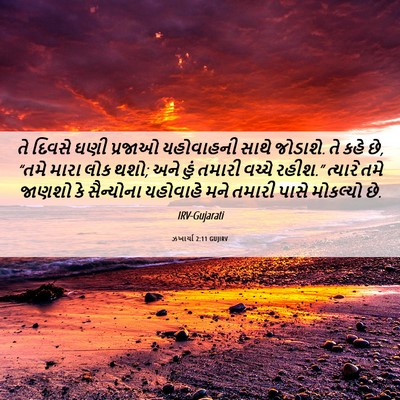 Picture 06 - ઝખાર્યા 2:11 GUJIRV - તે દિવસે ઘણી - Bible Verse Picture