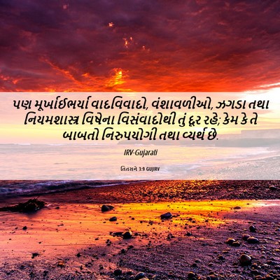 Picture 06 - તિતસને 3:9 GUJIRV - પણ મૂર્ખાઈભર્યા - Bible Verse Picture